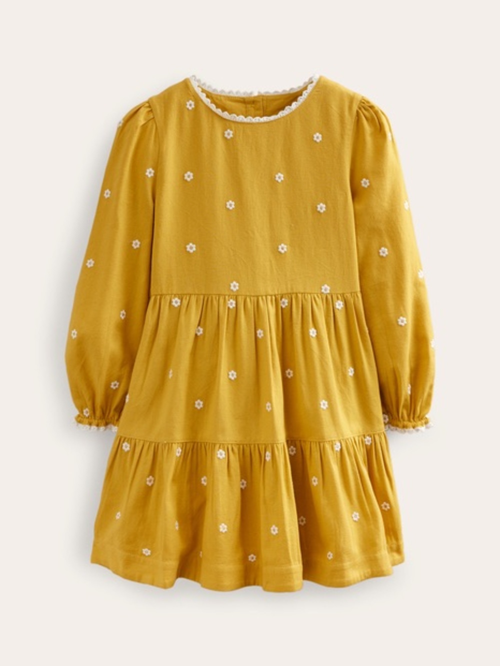 Mini Boden Embroidered Twirly Dress in Honeycomb Yellow Daisy Size 2-3 Years